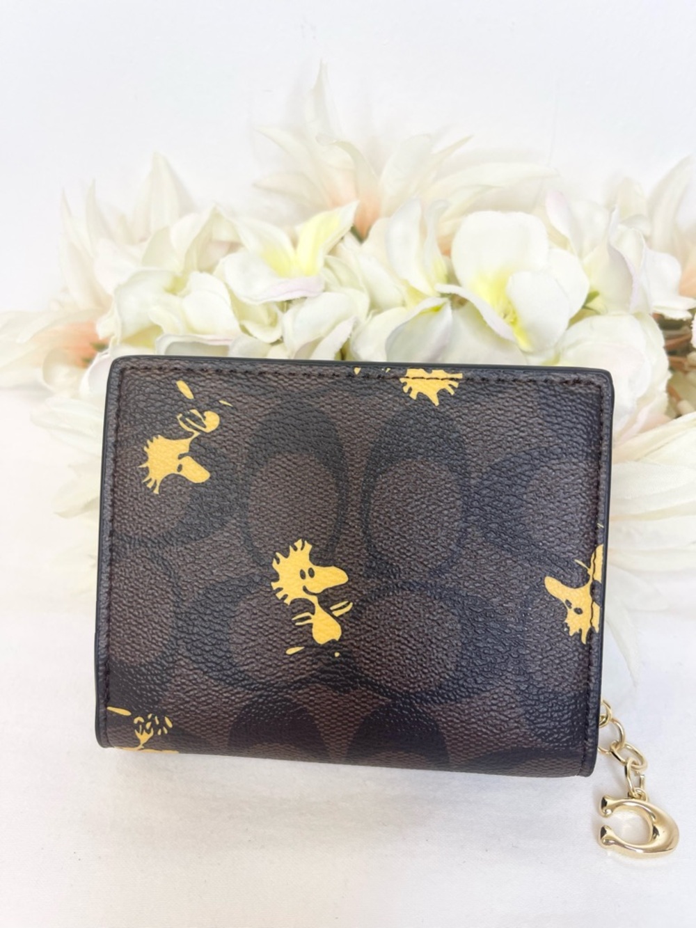 Coach NWOT X Peanuts with Woodstock Brown Leather Zip-Around Wallet - Picture 3 of 11